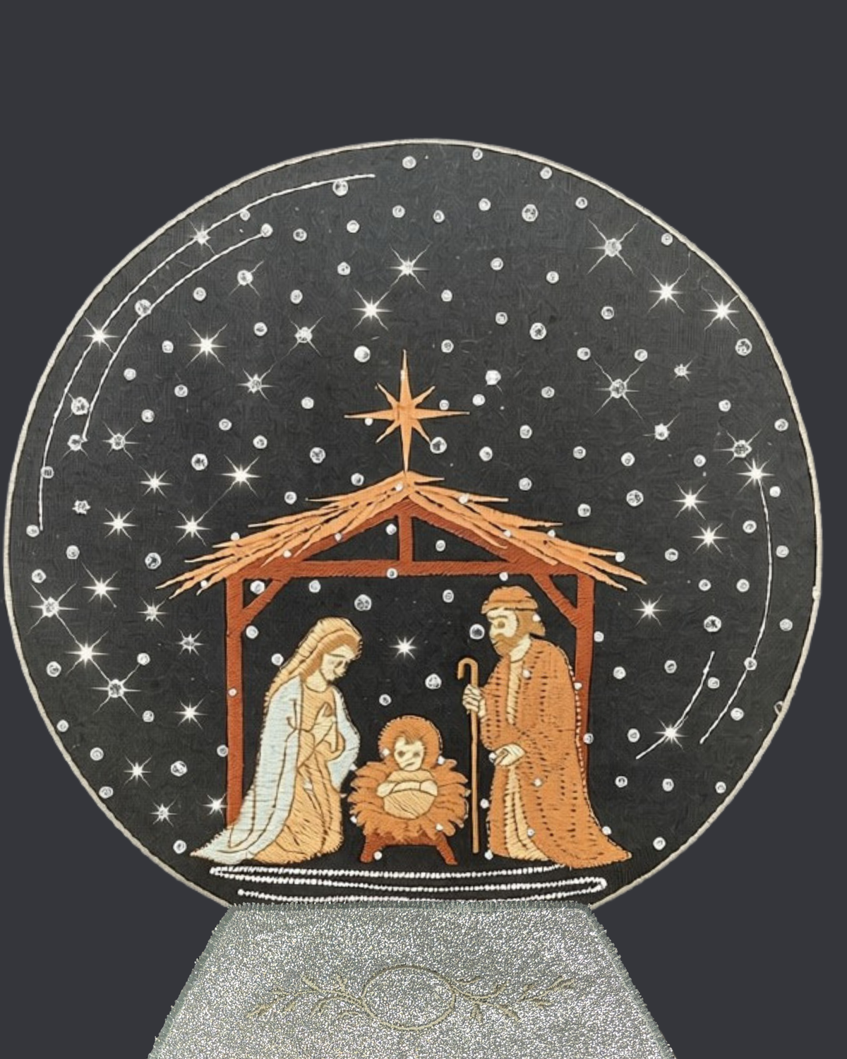 Nativity Scene with Sparkly Rhinestones Snow Globe Sweatshirt