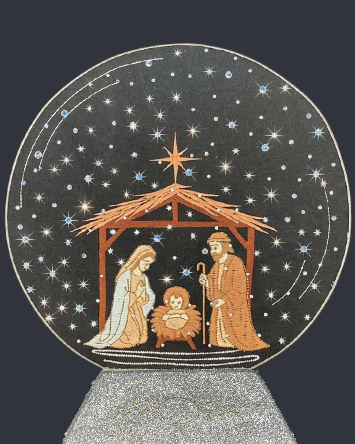 Nativity Scene with Sparkly Rhinestones Snow Globe Sweatshirt