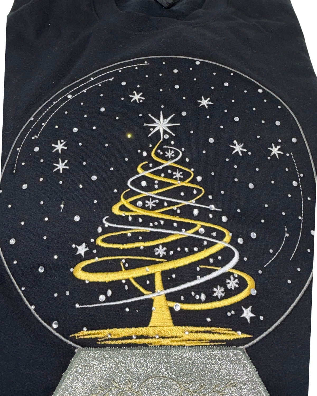 Christmas Tree with Sparkling Rhinestones Snow Globe Sweatshirt