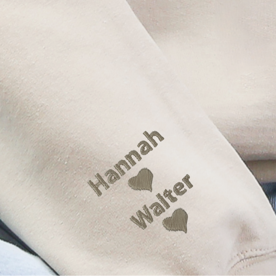 I Wear My Heart on My Sleeve Personalized Pets and more Embroidered Sweatshirt