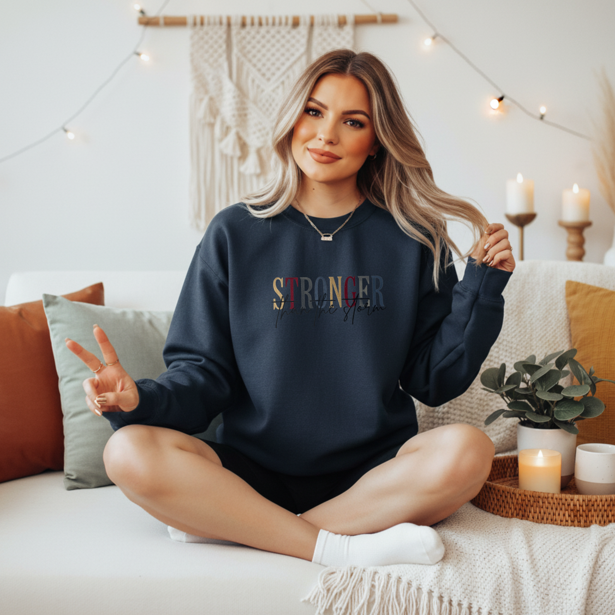 Stronger Than the Storm Embroidered Sweatshirt