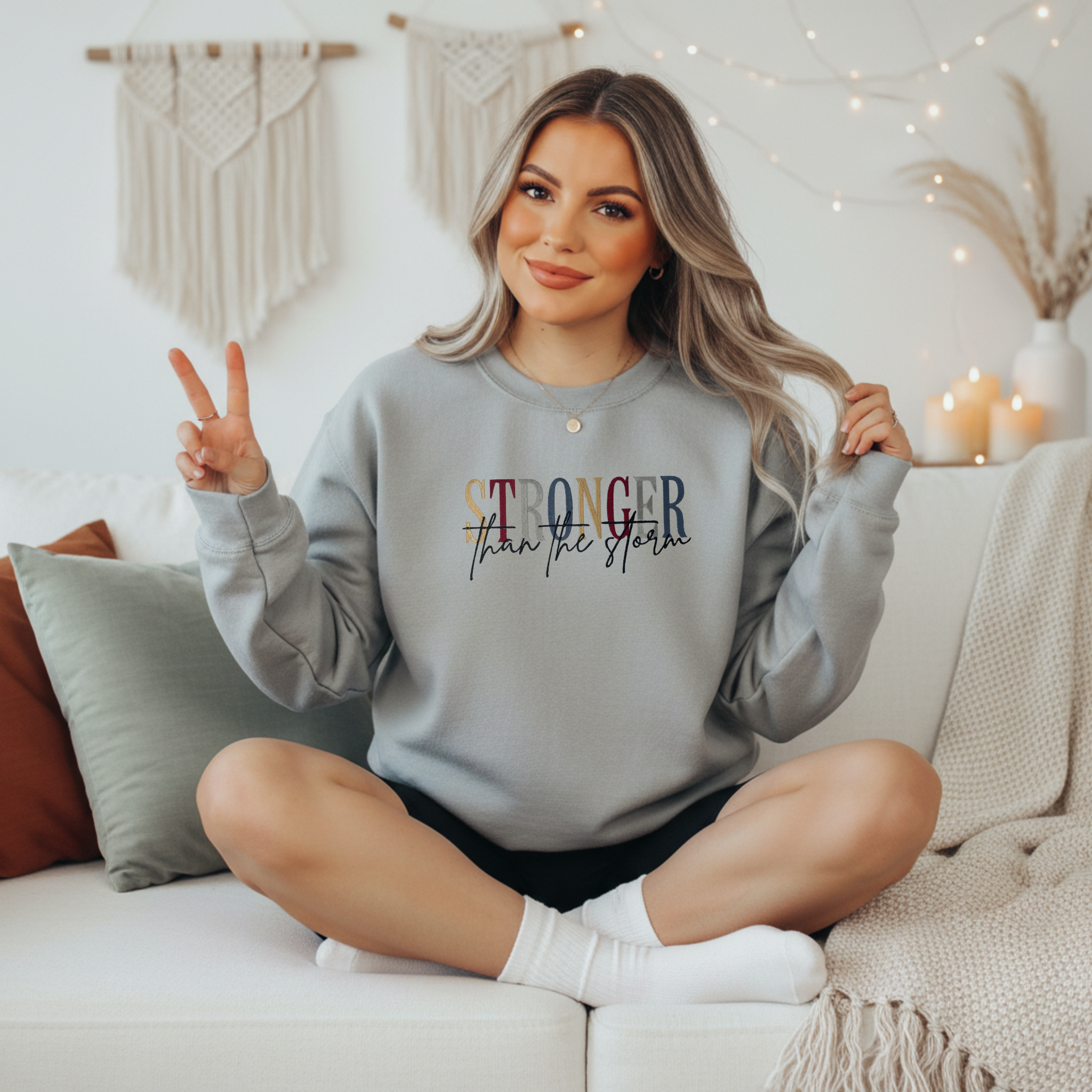 Stronger Than the Storm Embroidered Sweatshirt