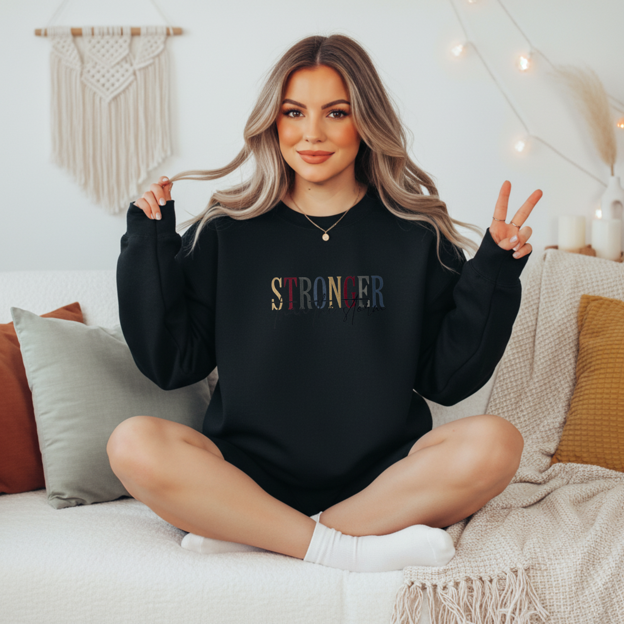Stronger Than the Storm Embroidered Sweatshirt