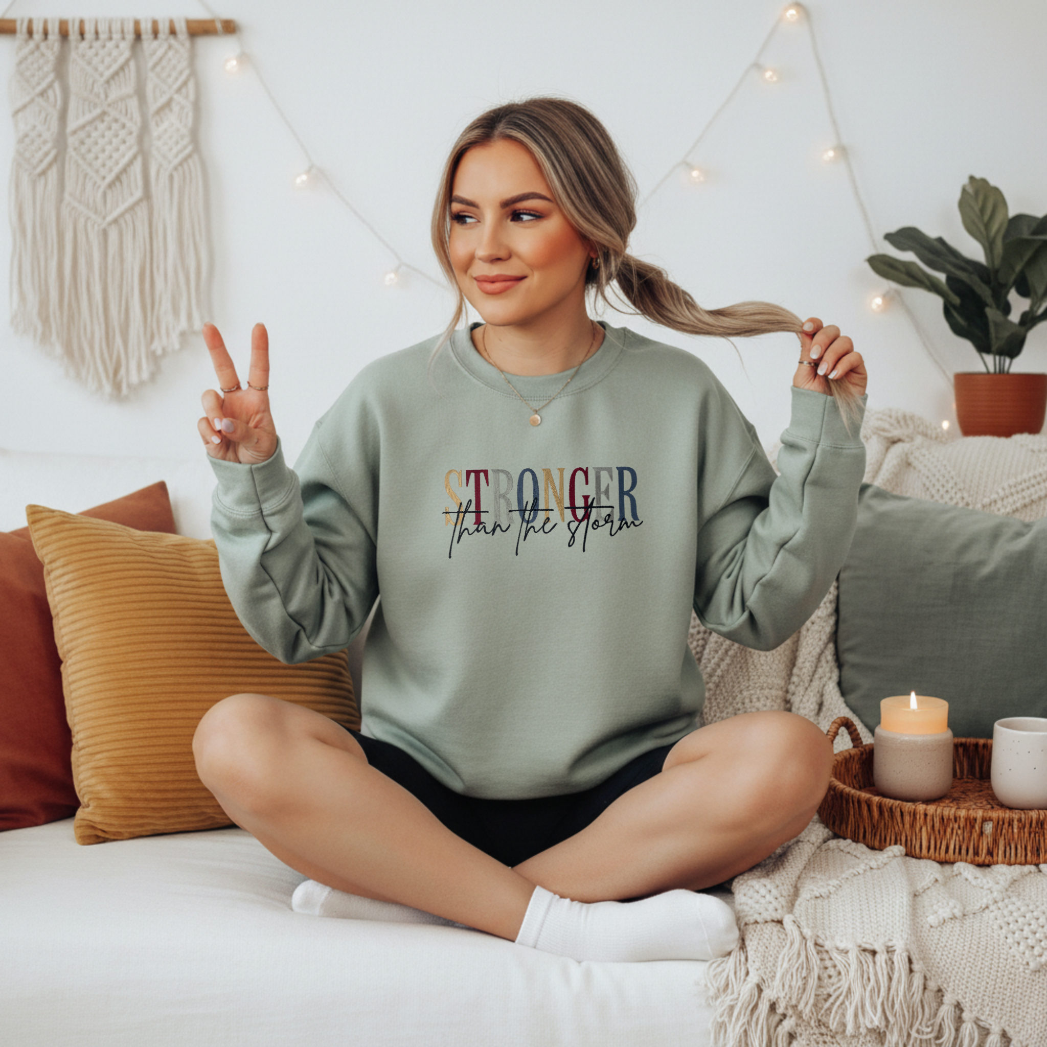 Stronger Than the Storm Embroidered Sweatshirt